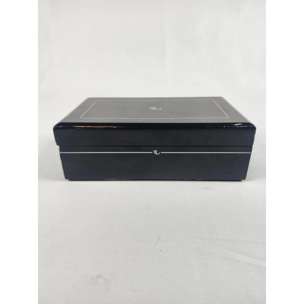 Vintage‎ Avon Musical Jewelry Box Large Mirrored Ring Holder Black Lacquer Gift